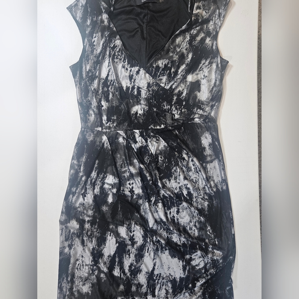 Ellen Tracy‎ Dress Womens 8 Black Grey Marbled Whimsy Goth Cocktail Party Wear